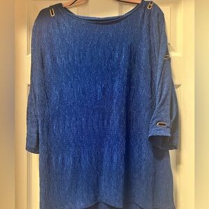 Cobalt Blue Top W/ Open Sleeve Cuttouts L